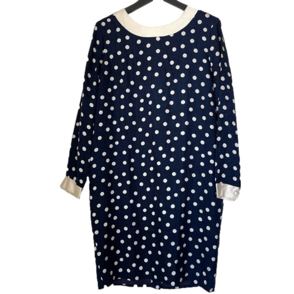 Vintage Adrianne Papell Polka Dot Dress – Navy & Cream - Picture 2 of 16
